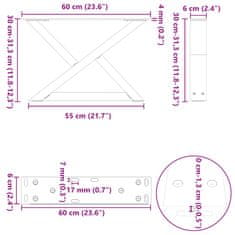 Vidaxl Nohy konferenčního stolku 2 ks bílé 60x(30-31,3) cm ocel