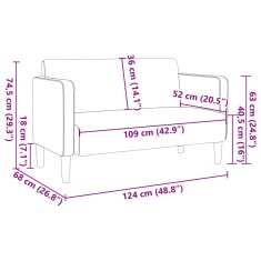 Vidaxl Loveseat Sofa tmavě šedé 109 cm manšestrová tkanina