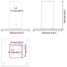 Vidaxl Podstavce pod sloupky čtvercové 12 ks Antracit 71x71 mm