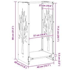 Vidaxl Stojan na palivové dřevo 40x30x80 cm z nerezové oceli