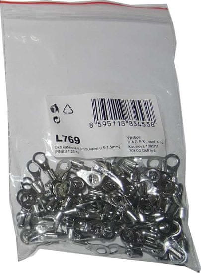 HADEX Oko kabelové 4,3mm,kabel 0,5-1,5mm2 (RNBS 1,25-4), balení 100ks