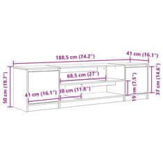 Vidaxl TV skříňka šedá sonoma 188,5x41x50 cm kompozitní dřevo