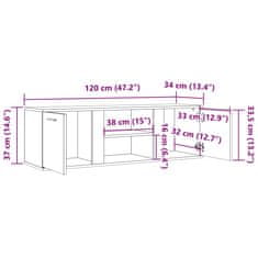 Vidaxl TV skříňka hnědý dub 120 x 34 x 37 cm kompozitní dřevo