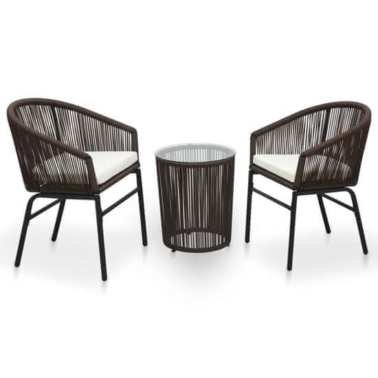 Vidaxl 3dílný bistro set s poduškami PVC ratan