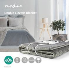 Nedis PEBL130CWT2 vyhřívaná deka pro dvě osoby, 160 x 140 cm, 9 nastavení teploty, LED indikace, ochrana proti přehřátí, materiál fleece a polyester