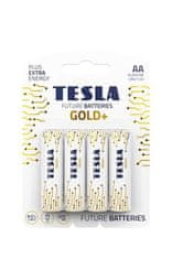 TESLA GOLD+ alkalická baterie AA (LR06, tužková, blister) 4 ks