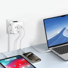 Tech-protect PCL3X4 zásuvka 2x USB / 2x USB-C / 3x elektrická zásuvka, bílá