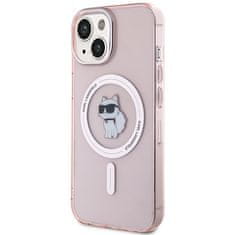 Karl Lagerfeld hard silikonové pouzdro iPhone 15 6.1" pink IML Choupette MagSafe