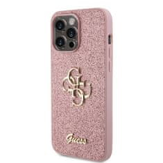 Guess hard kryt na iPhone 15 PRO 6.1" Pink Glitter Script Big 4G