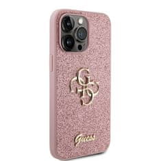 Guess hard kryt na iPhone 15 PRO 6.1" Pink Glitter Script Big 4G