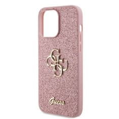 Guess hard kryt na iPhone 15 PRO 6.1" Pink Glitter Script Big 4G