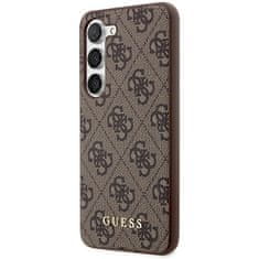 Guess GUHCS23SG4GFBR hard silikonové pouzdro Samsung Galaxy S23 5G brown 4G Metal Gold Logo