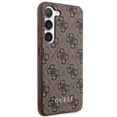 Guess GUHCS23SG4GFBR hard silikonové pouzdro Samsung Galaxy S23 5G brown 4G Metal Gold Logo