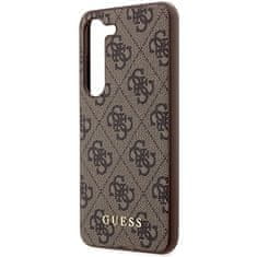 Guess GUHCS23SG4GFBR hard silikonové pouzdro Samsung Galaxy S23 5G brown 4G Metal Gold Logo