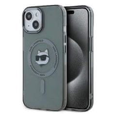 Karl Lagerfeld Hard silikonový obal na iPhone 15 6.1" Karl Lagerfeld IML Choupette Head Metal Frame MagSafe Black