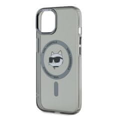 Karl Lagerfeld Hard silikonový obal na iPhone 15 6.1" Karl Lagerfeld IML Choupette Head Metal Frame MagSafe Black