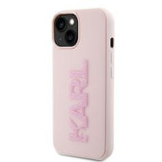 Karl Lagerfeld hard silikonové pouzdro iPhone 15 6.1" pink 3D Rubber Glitter Logo