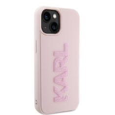 Karl Lagerfeld hard silikonové pouzdro iPhone 15 6.1" pink 3D Rubber Glitter Logo