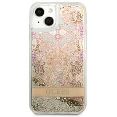 Guess GUHCP13SLFLSD hard silikonové pouzdro iPhone 13 Mini 5.4" gold Paisley Liquid Glitter