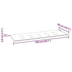 Vidaxl Poduška na zahradní lavici černá károvaná 150x50x3 cm oxford