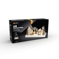 Solight  LED vánoční vesnička, 34x17cm, dřevo, 4 LED, 2x AA