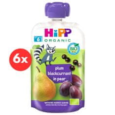 HiPP BIO 100% ovoce Hruška-Černý rybíz-Švestka 6 x 100 g