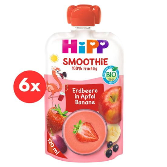 HiPP BIO Smoothie Jablko-Banán-Červené ovoce 6 x 120 ml