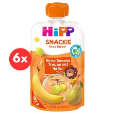 HiPP BIO Snackie Hruška-Banán-Bíle hrozno-Oves 6 x 120 g