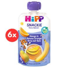 HiPP BIO Snackie Hruška-Pomeranč-Mango-Banán-Rýžová mouka 6 x 120 g