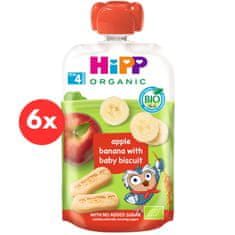 HiPP BIO Hippies Jablko-Banán-Baby sušenky, 6x 100g