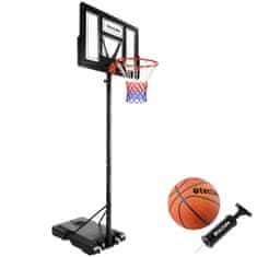 tectake Basketbalový koš Dirk, výška koše 230 - 305 cm, s míčem a pumpou