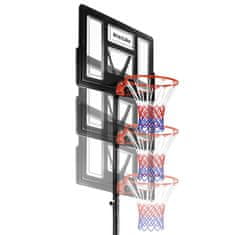 tectake Basketbalový koš Dirk, výška koše 230 - 305 cm, s míčem a pumpou