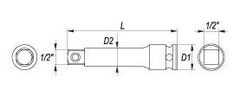 YATO Prodlužovací přípravek 1/2", L=125 mm - YT-1061