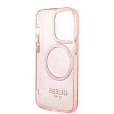 Guess GUHMP14LHTCMP hard silikonové pouzdro iPhone 14 PRO 6.1" pink Gold Outline Translucent MagSafe