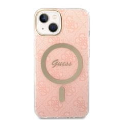 Guess GUBPP14MH4EACSP sada nabíječky MagSafe a pouzdra na iPhone 14 PLUS 6.7" pink  4G Print MagSafe