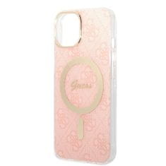 Guess GUBPP14MH4EACSP sada nabíječky MagSafe a pouzdra na iPhone 14 PLUS 6.7" pink  4G Print MagSafe