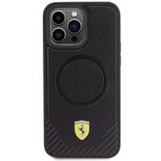 Ferrari hard silikonové pouzdro iPhone 15 PRO MAX 6.7" black Carbon Metal Logo MagSafe