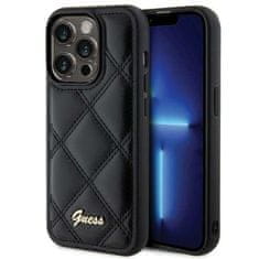 Guess hard obal na iPhone 15 PRO 6.1" Black Quilted Metal Logo