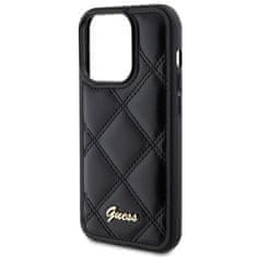 Guess hard obal na iPhone 15 PRO 6.1" Black Quilted Metal Logo