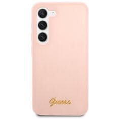 Guess GUHCS23SLSLMGPP hard silikonové pouzdro Samsung Galaxy S23 5G pink Silicone Script Metal Logo