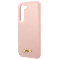 Guess GUHCS23SLSLMGPP hard silikonové pouzdro Samsung Galaxy S23 5G pink Silicone Script Metal Logo