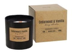 Svíčka ve skle CEDARWOOD VANILLA vonná dřevěný knot 300g