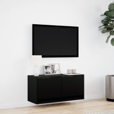 Vidaxl Nástěnná TV skříňka s LED osvětlením černá 80 x 31 x 35 cm