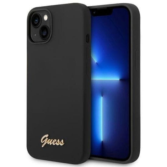 Guess GUHCP14MSLSMK hard silikonové pouzdro iPhone 14 PLUS 6.7" black Silicone Vintage Gold Logo