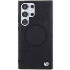 Bmw kryt na Samsung Galaxy S24 ULTRA Black Signature Leather Half Textured & Circle MagSafe