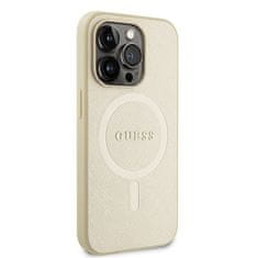 Guess hard silikonové pouzdro iPhone 15 PRO 6.1" gold Saffiano MagSafe