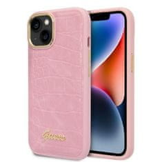 Guess GUHCP14SHGCRHP hard silikonové pouzdro iPhone 14 6.1" pink Croco Collection