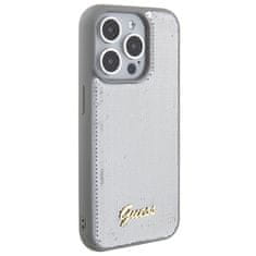 Guess hard silikonový obal iPhone 15 PRO 6.1" silver Sequin Script Metal