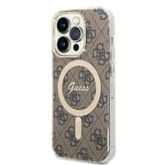 Guess GUBPP14XH4EACSW sada nabíječky MagSafe a pouzdra na iPhone 14 PRO MAX 6.7" brown 4G Print MagSafe