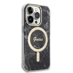 Guess GUBPP14XHMEACSK sada nabíječky MagSafe a pouzdra na iPhone 14 PRO MAX 6.7" black Marble MagSafe